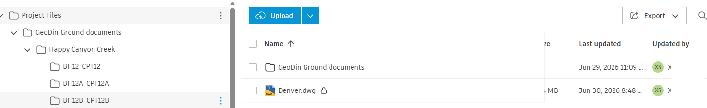 Autodesk Forma project view showing a padlock icon next to the DWG file indicating it is open in Civil 3D
